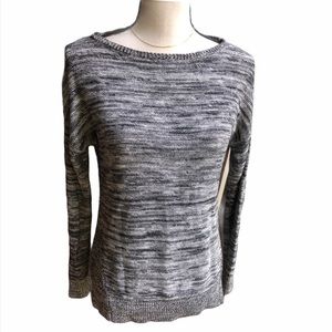 Loft Cozy Black and White Boatneck Dolman Sweater